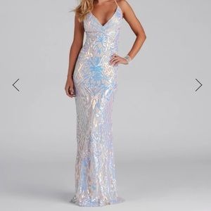 Beautiful irridescent sequin Windsor gown